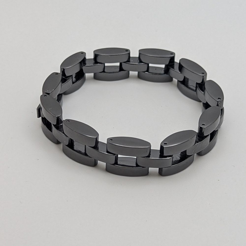 NEW Unisex Zirconium Ceramic Bracelet Sleek Black Link